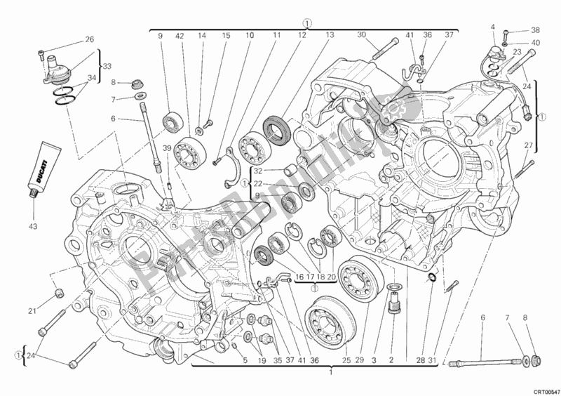 All parts for the Crankcase of the Ducati Hypermotard 1100 EVO SP 2010